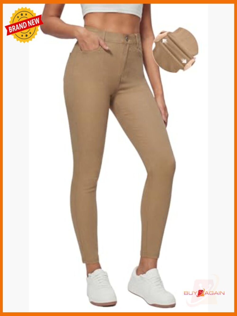 High Waisted Stretchy Skinny Jeans Tummy Control Jeggings Pull On with Pockets - Picture 2 of 7